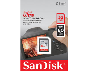 Карта памяти SanDisk 32GB SDHC C10 UHS-I R80MB/s Ultra-4 Карта памяти SanDisk 32GB SDHC C10 UHS-I R80MB/s Ultra-4-изображение