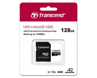 Карта памяти Transcend 128GB microSDXC C10 UHS-I U3 A2 R100/W85MB/s + SD-4-изображение