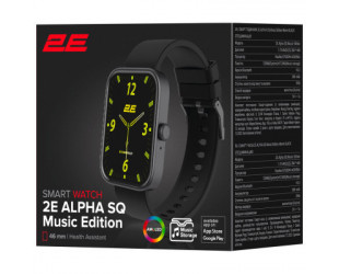 Смарт-годинник 2E Alpha SQ Music Edition 46мм Чорний-8 Смарт-годинник 2E Alpha SQ Music Edition 46мм Чорний-8-зображення