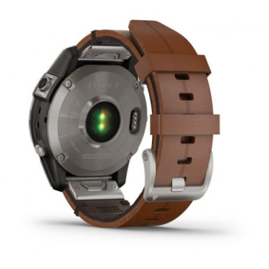 Смарт-часы Garmin fenix 7 Sapph Solar Titanium w/Chestnut Leather Band, GPS (010-02540-31)-19-изображение