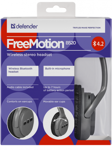 Гарнитура Defender FreeMotion B520 Bluetooth Gray(63520)-7-изображение
