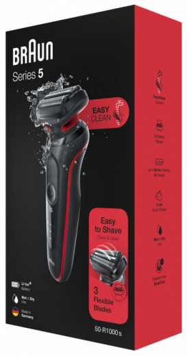 Бритва Braun Series 5 50-R1000s чорна/червона-16-зображення