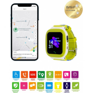 Смарт годинник AmiGo GO004 Splashproof Camera+LED Green -14-зображення