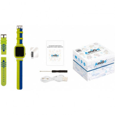 Смарт годинник AmiGo GO004 Splashproof Camera+LED Green -15-зображення