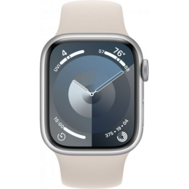 Apple Watch Series 9 GPS 41mm Silver Aluminium Case with Storm Blue Sport Band - S/M (MR903QP/A)-4-зображення