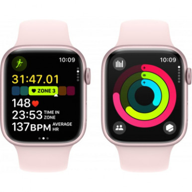 Apple Watch Series 9 GPS 45mm Pink Aluminium Case with Light Pink Sport Band - M/L (MR9H3QP/A)-15-зображення