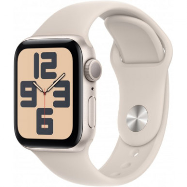 Apple Watch SE 2023 GPS 40mm Starlight Aluminium Case with Starlight Sport Band - M/L (MR9V3QP/A)-6-зображення