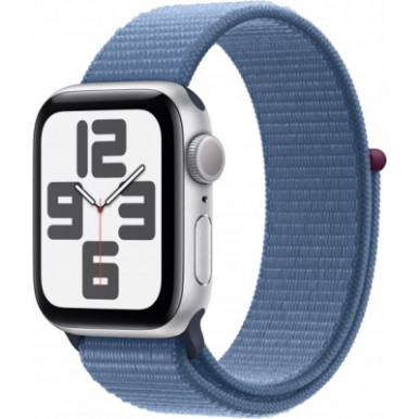 Apple Watch SE 2023 GPS 40mm Silver Aluminium Case with Winter Blue Sport Loop (MRE33QP/A)-6-зображення