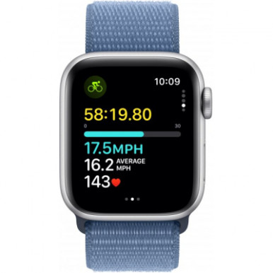 Apple Watch SE 2023 GPS 40mm Silver Aluminium Case with Winter Blue Sport Loop (MRE33QP/A)-11-зображення