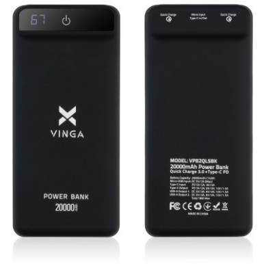 Power Bank Vinga 20000mAh QC3.0 Display soft touch black (VPB2QLSBK)-18-зображення