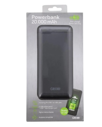 Power Bank Grixx 20000 mA, Black (GREXTBP20PDB02)-5-зображення