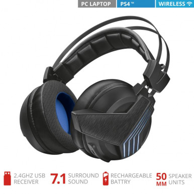 Гарнітура TRUST GXT 393 Magna WL 7.1 Surround Gaming Headset BLACK-10-зображення