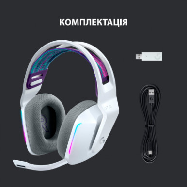 Навушники Logitech G733 Lightspeed Wireless RGB Gaming Headset White (981-000883)-16-зображення