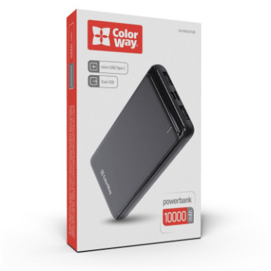 УМБ ColorWay Power Bank 10 000 mAh Slim, Black-18-изображение