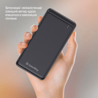 УМБ ColorWay Power Bank 10 000 mAh Slim, Black-29-изображение