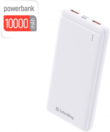 УМБ ColorWay Power Bank 10 000 mAh Slim, LCD, White-8-зображення