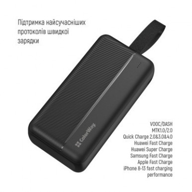 УМБ ColorWay Power Bank 30 000 mAh High-power 2(USB QC3.0 + USB-C Power Delivery 22.5W) Black-16-изображение