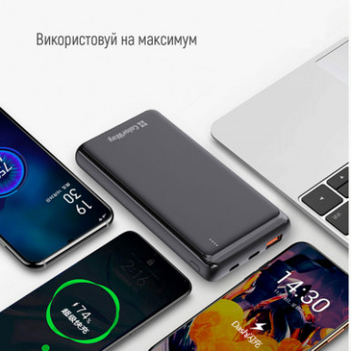 УМБ ColorWay Power Bank 10 000 mAh Slim (USB QC3.0 + USB-C Power Delivery 18W) Black-23-зображення