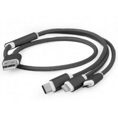 Дата кабель USB 2.0 AM to Lightning + Micro 5P + Type-C 1.0m black Cablexpert (CC-USB2-AM31-1M)-2-зображення
