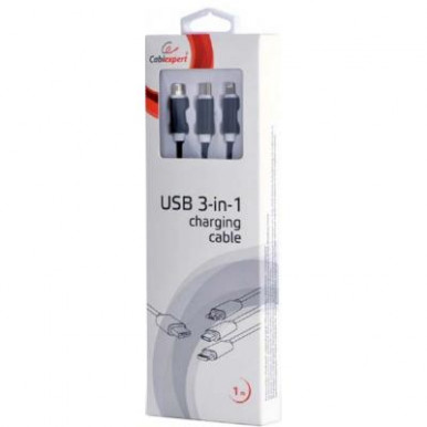Дата кабель USB 2.0 AM to Lightning + Micro 5P + Type-C 1.0m black Cablexpert (CC-USB2-AM31-1M)-3-зображення