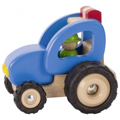Машинка деревянная goki Трактор (синий) 55928G-1-изображение
