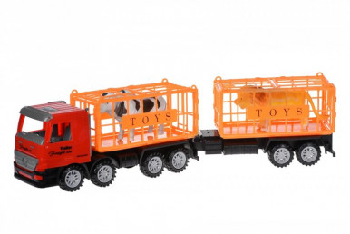 Машинка інерційна Same Toy Super Combination Вантажівка червона для перевезення тварин з причепом 98-91Ut-1-6-зображення