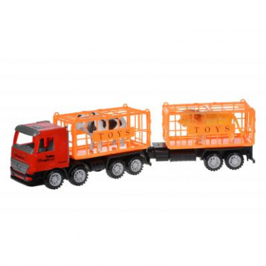 Машинка інерційна Same Toy Super Combination Вантажівка червона для перевезення тварин з причепом 98-91Ut-1-5-зображення