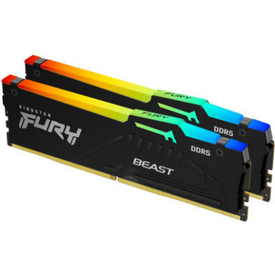 Пам'ять ПК Kingston DDR5 64GB KIT (32GBx2) 5600 FURY Beast RGB XMP-11-зображення
