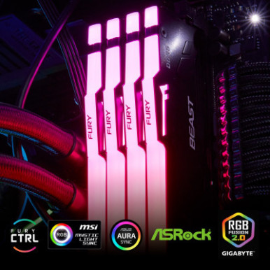 Пам'ять ПК Kingston DDR5 64GB KIT (32GBx2) 5600 FURY Beast RGB XMP-13-зображення