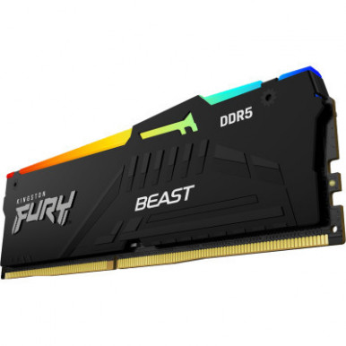 Пам'ять ПК Kingston DDR5 64GB KIT (32GBx2) 5600 FURY Beast RGB XMP-14-зображення