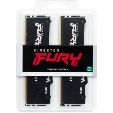 Пам'ять ПК Kingston DDR5 64GB KIT (32GBx2) 5600 FURY Beast RGB XMP-18-зображення