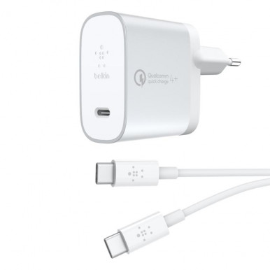 Сетевое ЗУ Belkin Home Charger 27W Power Delivery/Quick Charge 4.0, USB-C 1.2m, silver-5-изображение