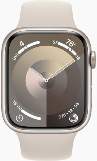 Apple Watch Series 9 GPS 45mm Starlight Aluminium Case with Starlight Sport Band-6-изображение