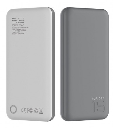 Портативна зарядка PURIDEA S3 15000mAh Li-Pol Rubber Grey & White-9-зображення