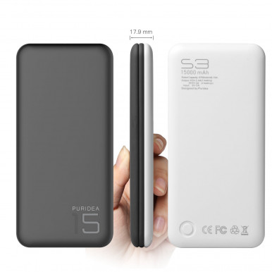 Портативна зарядка PURIDEA S3 15000mAh Li-Pol Rubber Grey & White-10-зображення