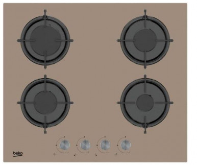 Варочная поверхность газовая Beko HISG64222SBR -газ на стек./4 конфорки/газконтроль/чугун/коричн.-1-изображение