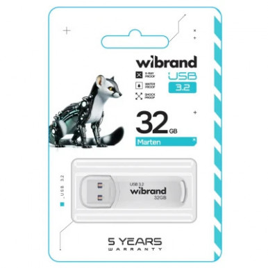 USB флеш накопичувач Wibrand 32GB Marten White USB 3.2 Gen 1 (USB 3.0) (WI3.2/MA32P10W)-3-зображення