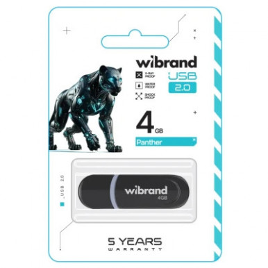 USB флеш накопичувач Wibrand 4GB Panther Black USB 2.0 (WI2.0/PA4P2B)-3-зображення