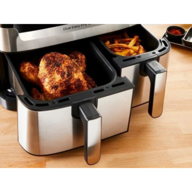 Мультипіч Tefal Dual EasyFry&Grill AirFryer, 2700Вт, чаша-5.2+3.1л, сенсорне керув., 2 чаши, гриль, пластик, сіро-чорний-16-зображення