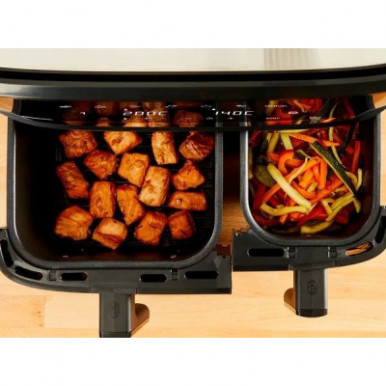 Мультипіч Tefal Dual EasyFry&Grill AirFryer, 2700Вт, чаша-5.2+3.1л, сенсорне керув., 2 чаши, гриль, пластик, сіро-чорний-19-зображення