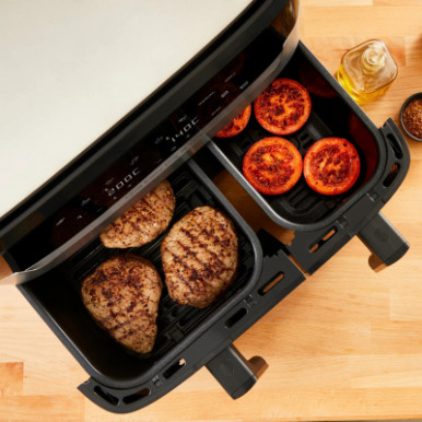 Мультипіч Tefal Dual EasyFry&Grill AirFryer, 2700Вт, чаша-5.2+3.1л, сенсорне керув., 2 чаши, гриль, пластик, сіро-чорний-20-зображення
