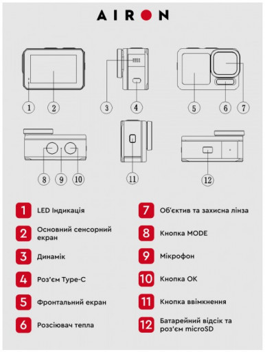 Экшн-камера AIRON Набор блогера 30 в 1: экшн-камера ProCam X с аксессуарами-15-изображение