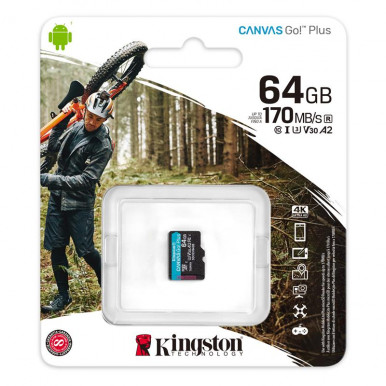 Карта памяти Kingston microSD   64GB C10 UHS-I U3 A2 R170/W70MB/s-1-изображение