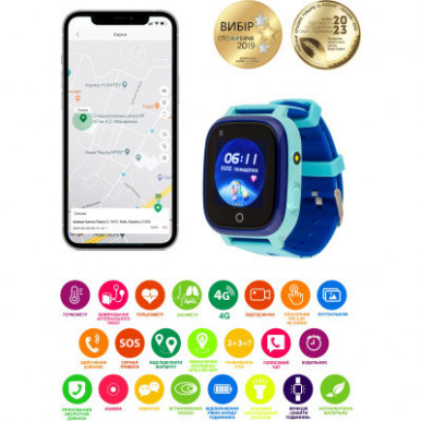 Смарт-годинник Amigo GO005 4G WIFI Kids waterproof Thermometer Blue (747017)-13-зображення