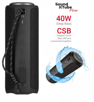 Акустична система 2E SoundXTube Plus TWS, MP3, Wireless, Waterproof Black-1-зображення