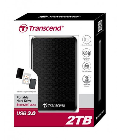 Портативный жесткий диск Transcend 2TB USB 3.1 StoreJet 25A3 Чёрный-1-изображение