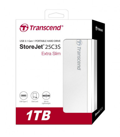 Портативный жесткий диск Transcend 1TB USB 3.1 Type-C StoreJet 25C3S Серебристый-1-изображение