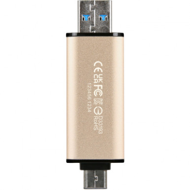 USB флеш накопитель Transcend 128GB JetFlash 930 Gold-Black USB 3.2/Type-C (TS128GJF930C)-16-изображение