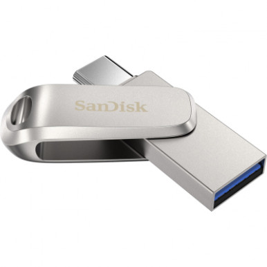 Накопичувач SanDisk  128GB USB 3.1 Type-A + Type-C Dual Drive Luxe Срібний-9-зображення