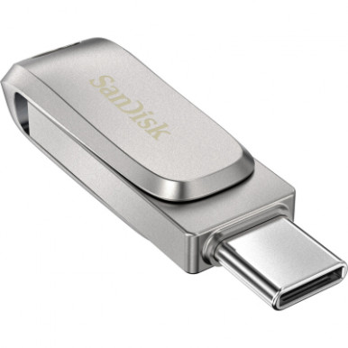 Накопичувач SanDisk  128GB USB 3.1 Type-A + Type-C Dual Drive Luxe Срібний-14-зображення